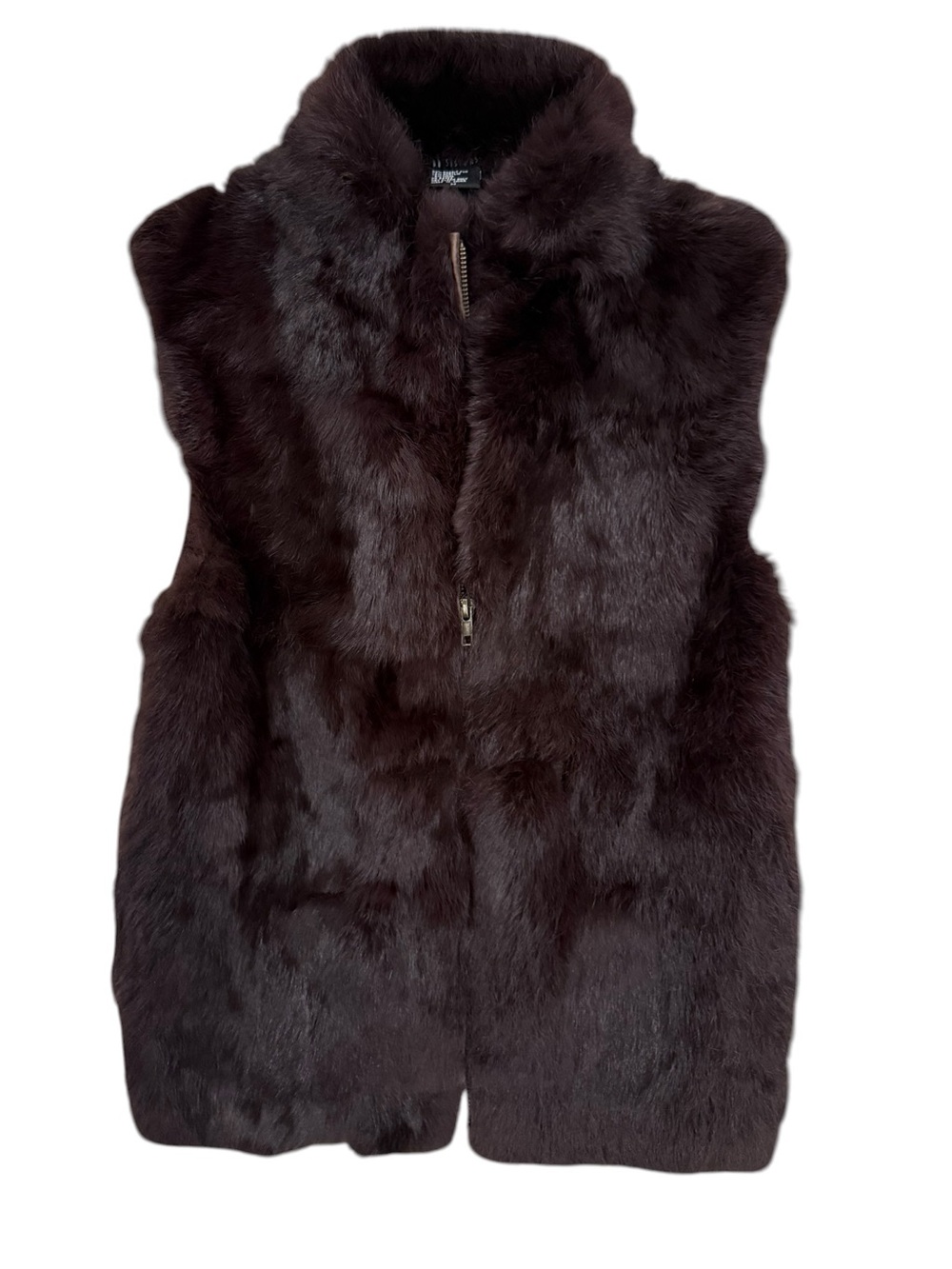 Sisters Genuine Rabbit Fur Brown Zip Vest Size M